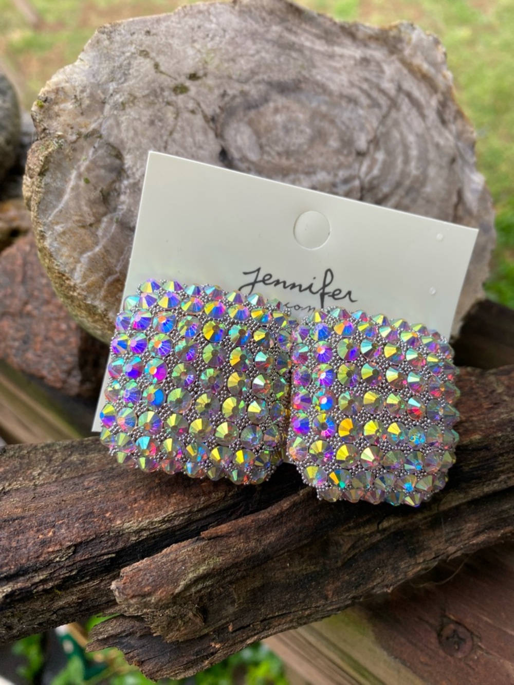 Jennifer & Company
Geometric Pave Cushion of
AB Crystals Pierced Studs. NWT - Picture 2 of 7
